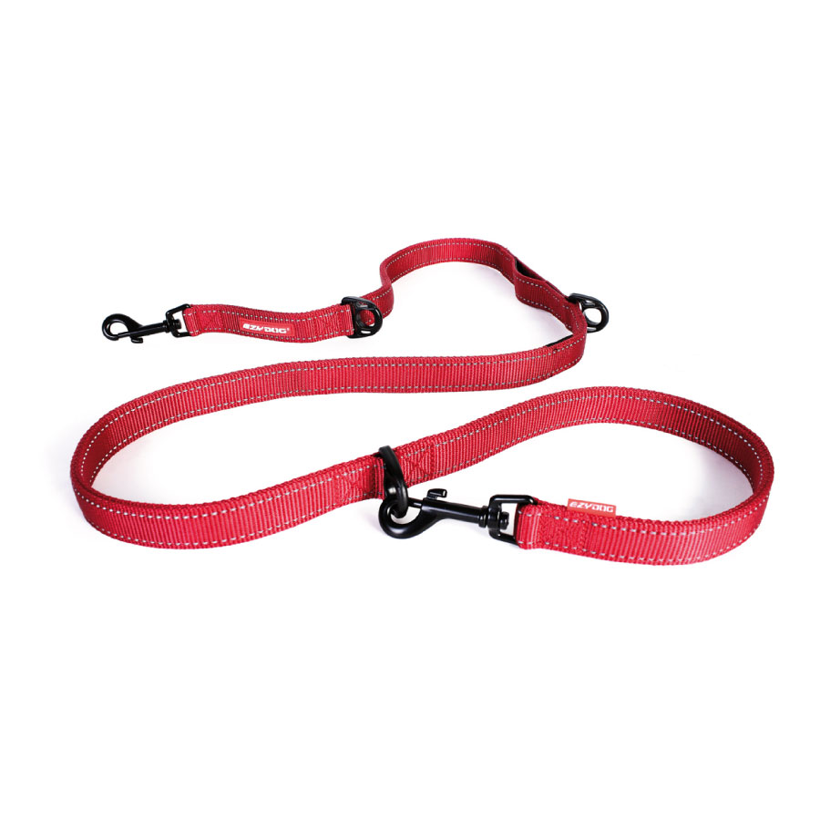 EzyDog Vario 6 - Multifunctionele hondenriem Rood