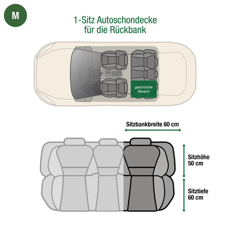 Doctor Bark 1-zits achterbank beschermhoes, grijs M