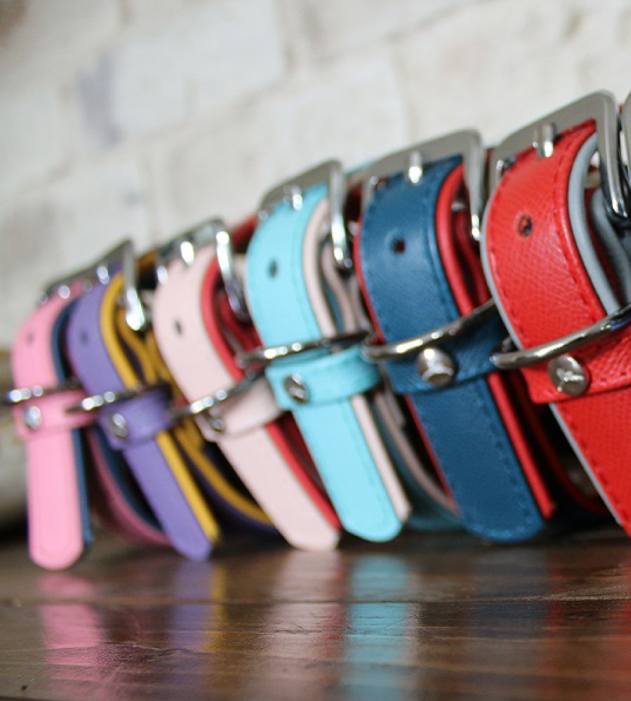 Das Lederband Halsband Firenze Candy / Saphire