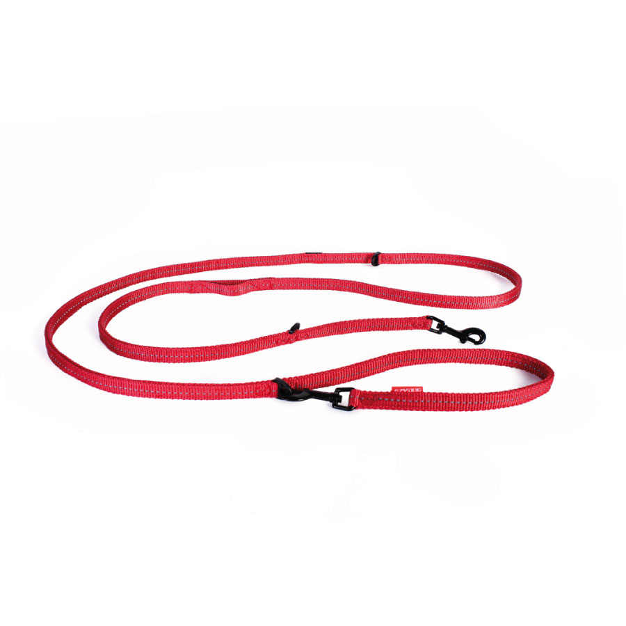 EzyDog Vario 6 - Multifunctionele hondenriem Rood