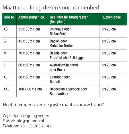 Doctor-Bark-inleg-deken-voor-hondenbed-maattabel Doctor Bark hondenbed Bruin (zonder kussen)