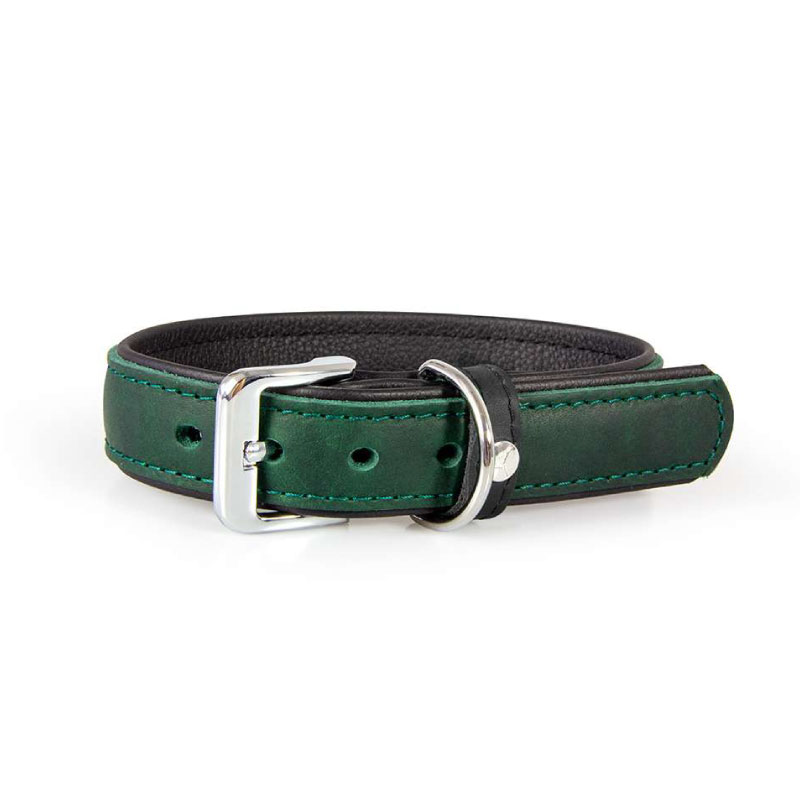 Das Lederband Halsband Vancouver Hunting Green / Zwart