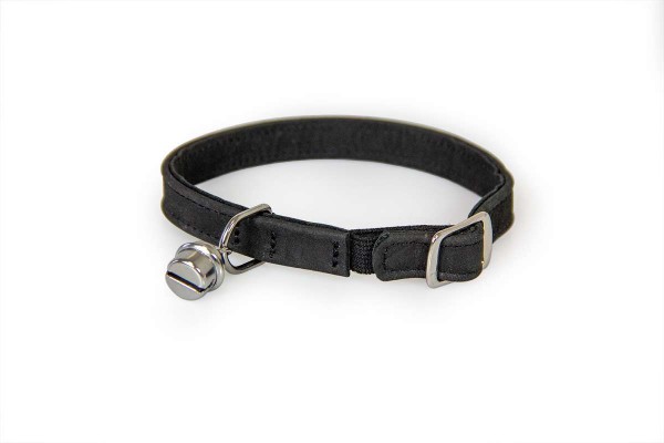 Das Lederband kattenhalsband met elastiek zwart