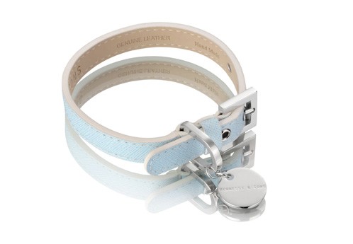 Henessy & Sons Saffiano halsband, Baby Blue