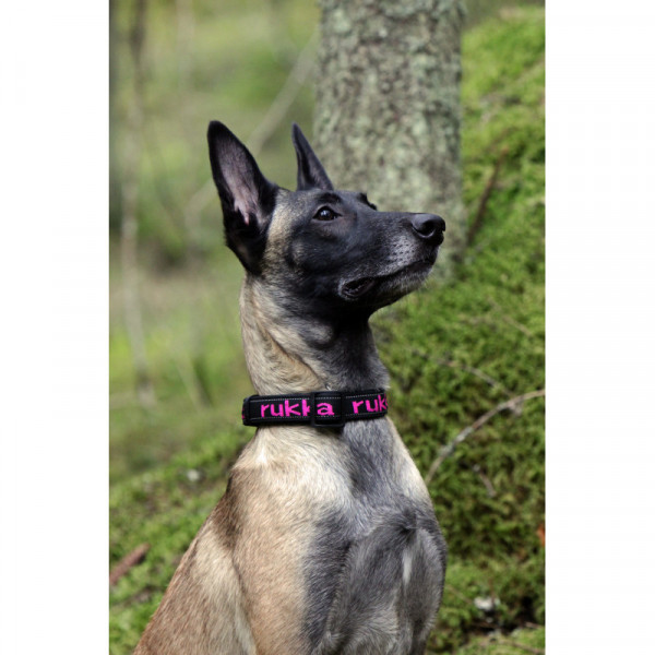 Rukka Pets Solid web halsband, Zwart/Roze