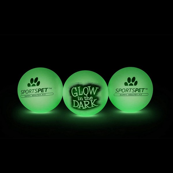 SPORTSPET Hight Bounce Ballen &quot;Glow in de Dark&quot; 60 mm Ø - Set van 3
